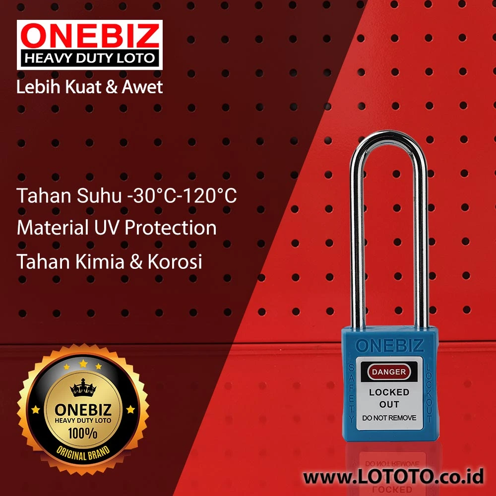 ONEBIZ Long Shackle Safety Padlock Blue OB 14-BDG23 Thermoplastic Safety Padlock ONEBIZ Long Shackle Safety Padlock Blue OB 14-BDG23 Thermoplastic Safety Padlock