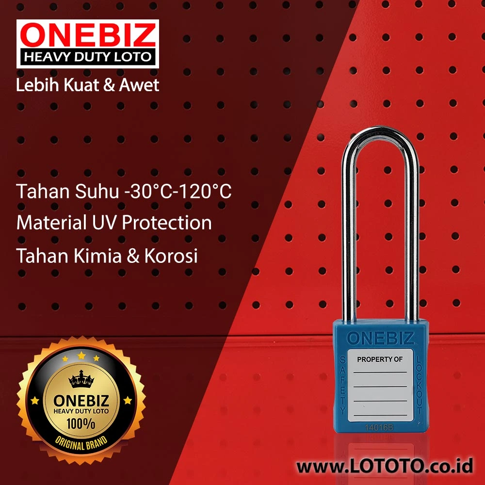 ONEBIZ Long Shackle Safety Padlock Blue OB 14-BDG23 Thermoplastic Safety Padlock ONEBIZ Long Shackle Safety Padlock Blue OB 14-BDG23 Thermoplastic Safety Padlock
