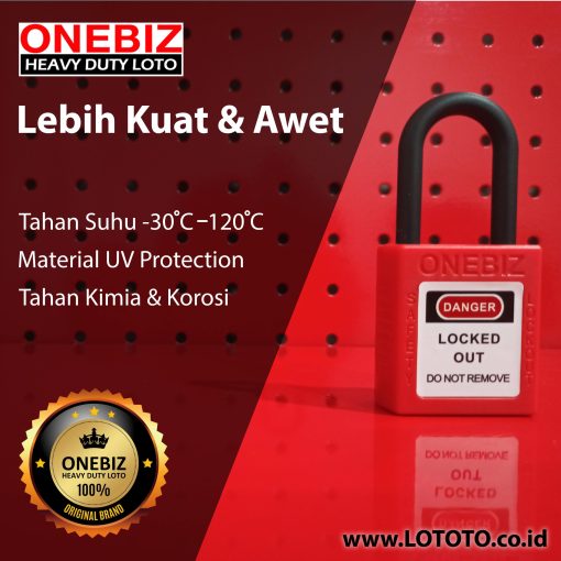 ONEBIZ Compact Safety Electrical Padlock Red OB 14-BDG11U Thermoplastic Safety Padlock