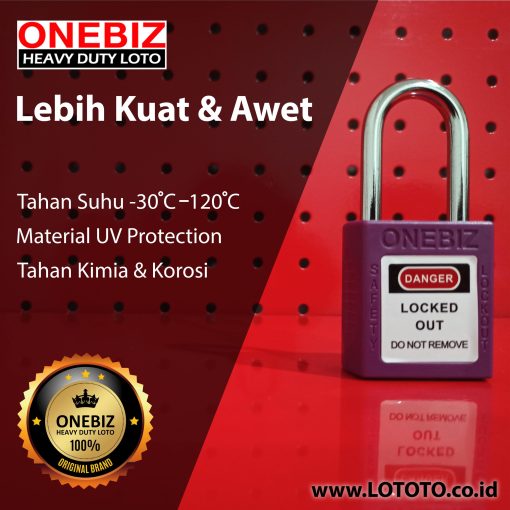 ONEBIZ Compact Safety Padlock Purple OB 14-BDG08U Thermoplastic Safety Padlock