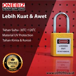 ONEBIZ Compact Safety Padlock Yellow OB 14-BDG02U Thermoplastic Safety Padlock