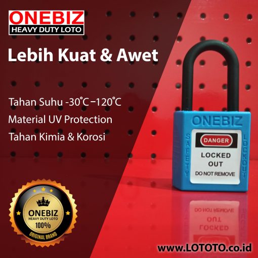 ONEBIZ Compact Safety Electrical Padlock Blue OB 14-BDG13U Thermoplastic Safety Padlock