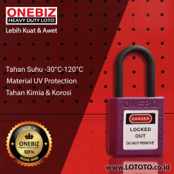 ONEBIZ Compact Safety Electrical Padlock Purple OB 14-BDG18U Thermoplastic Safety Padlock
