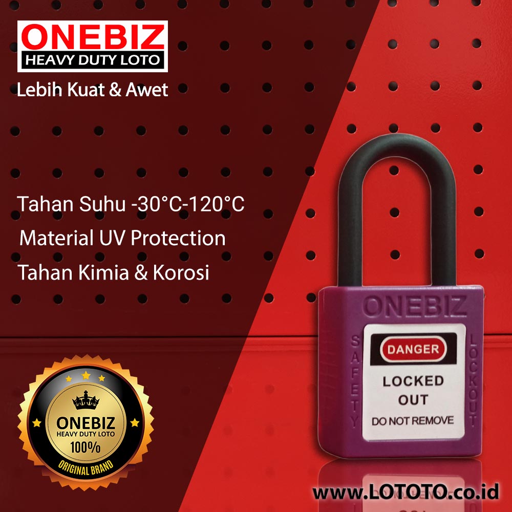 ONEBIZ Compact Safety Electrical Padlock Purple OB 14-BDG18U Thermoplastic Safety Padlock ONEBIZ Compact Safety Electrical Padlock Purple OB 14-BDG18U Thermoplastic Safety Padlock