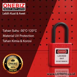 ONEBIZ Compact Safety Electrical Padlock Red OB 14-BDG11U Thermoplastic Safety Padlock