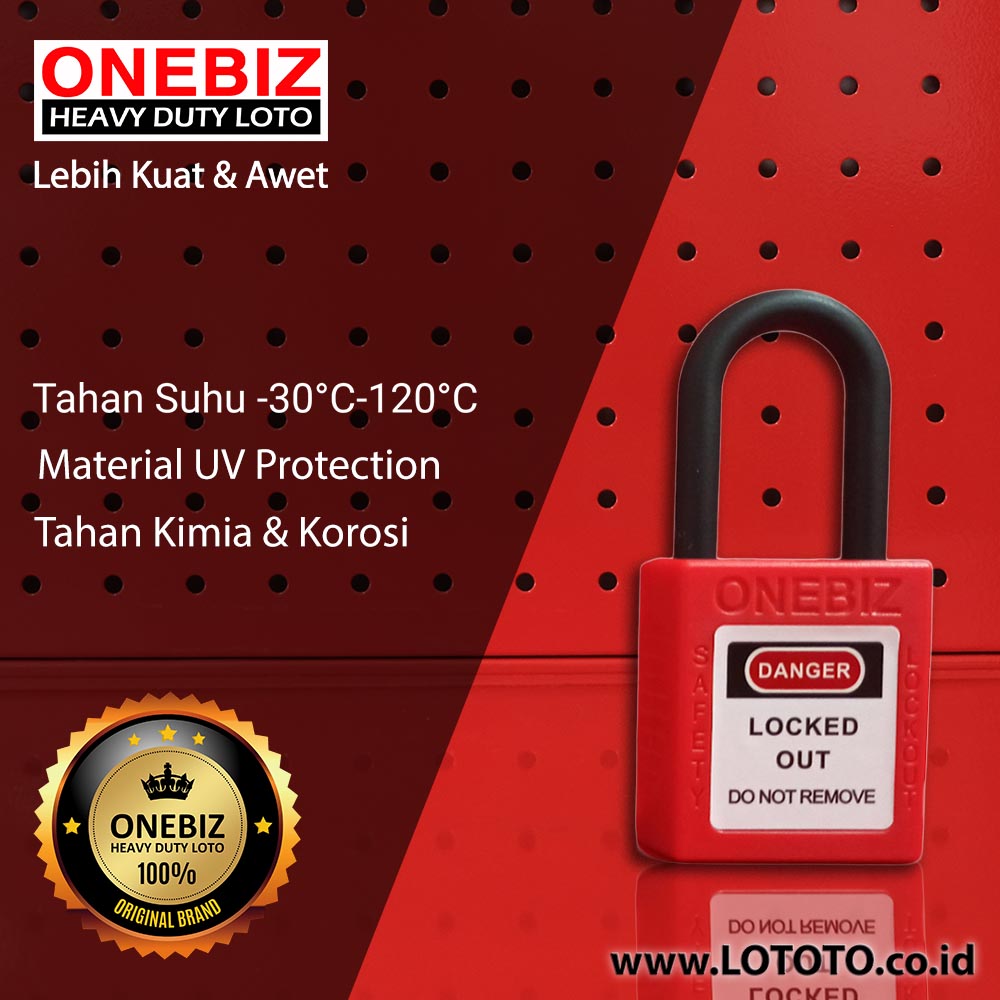 ONEBIZ Compact Safety Electrical Padlock Red OB 14-BDG11U Thermoplastic Safety Padlock ONEBIZ Compact Safety Electrical Padlock Red OB 14-BDG11U Thermoplastic Safety Padlock