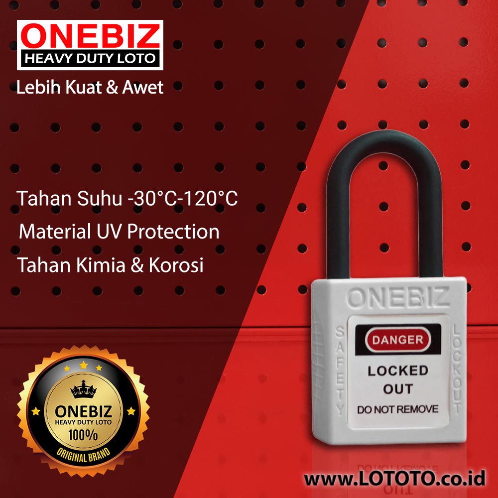 ONEBIZ Compact Safety Electrical Padlock White OB 14-BDG16U Thermoplastic Safety Padlock ONEBIZ Compact Safety Electrical Padlock White OB 14-BDG16U Thermoplastic Safety Padlock