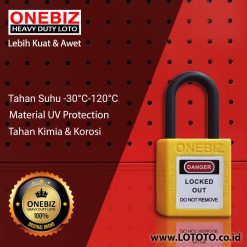 ONEBIZ Compact Safety Electrical Padlock Yellow OB 14-BDG12U Thermoplastic Safety Padlock