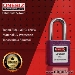 ONEBIZ Compact Safety Padlock Purple OB 14-BDG08U Thermoplastic Safety Padlock
