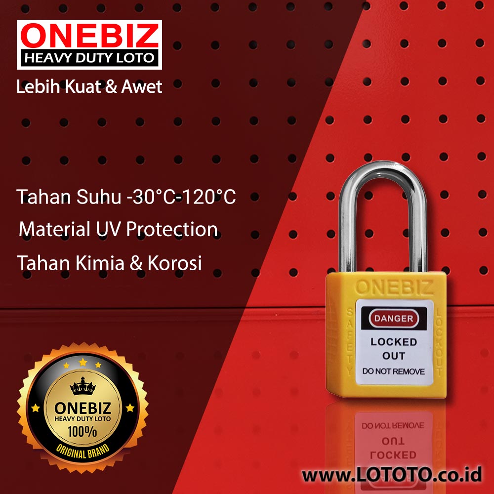 ONEBIZ Compact Safety Padlock Yellow OB 14-BDG02U Thermoplastic Safety Padlock ONEBIZ Compact Safety Padlock Yellow OB 14-BDG02U Thermoplastic Safety Padlock