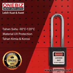 ONEBIZ Long Shackle Safety Padlock Black OB 14-BDG25 Thermoplastic Safety Padlock