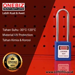 ONEBIZ Long Shackle Safety Padlock Blue OB 14-BDG23 Thermoplastic Safety Padlock