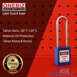 ONEBIZ Long Shackle Safety Padlock New Blue OB 14-BDG23UN Thermoplastic Safety Padlock