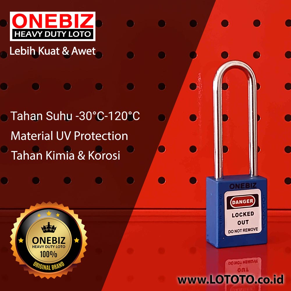 ONEBIZ Long Shackle Safety Padlock New Blue OB 14-BDG23UN Thermoplastic Safety Padlock ONEBIZ Long Shackle Safety Padlock New Blue OB 14-BDG23UN Thermoplastic Safety Padlock