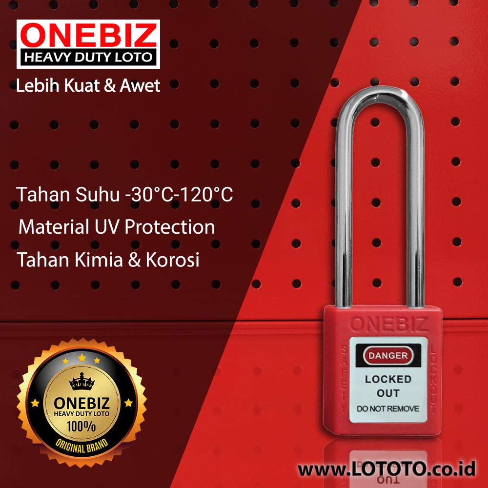 ONEBIZ Long Shackle Safety Padlock Red OB 14-BDG21 Thermoplastic Safety Padlock ONEBIZ Long Shackle Safety Padlock Red OB 14-BDG21 Thermoplastic Safety Padlock