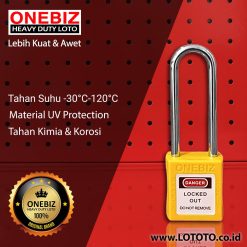 ONEBIZ Long Shackle Safety Padlock Yellow OB 14-BDG22 Thermoplastic Safety Padlock
