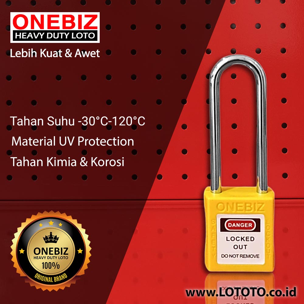 ONEBIZ Long Shackle Safety Padlock Yellow OB 14-BDG22 Thermoplastic Safety Padlock ONEBIZ Long Shackle Safety Padlock Yellow OB 14-BDG22 Thermoplastic Safety Padlock