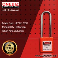 ONEBIZ Long Steel Shackle Safety Padlock Orange OB 14-BDG27 Thermoplastic Safety Padlock