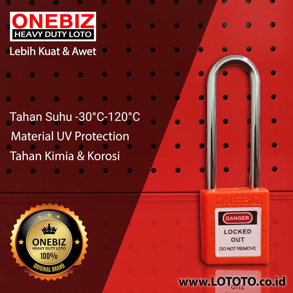 ONEBIZ Long Steel Shackle Safety Padlock Orange OB 14-BDG27 Thermoplastic Safety Padlock ONEBIZ Long Steel Shackle Safety Padlock Orange OB 14-BDG27 Thermoplastic Safety Padlock