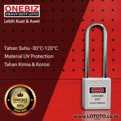 ONEBIZ Long Steel Shackle Safety Padlock White OB 14-BDG26 Thermoplastic Safety Padlock