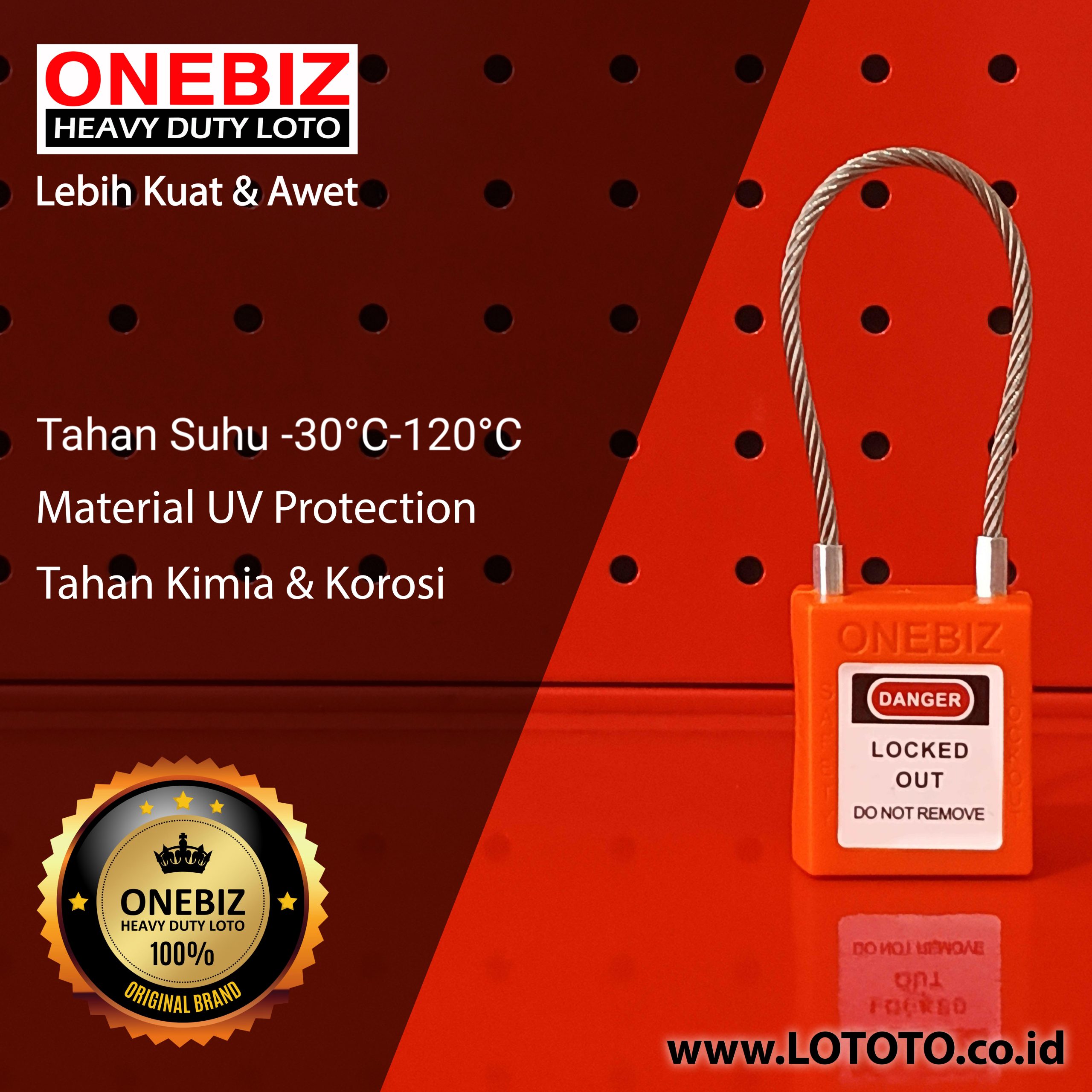 ONEBIZ Stainless Steel Shackle Safety Padlock OB 14-BDG47 CABLE SAFETY PADLOCK ONEBIZ Stainless Steel Shackle Safety Padlock OB 14-BDG47 CABLE SAFETY PADLOCK