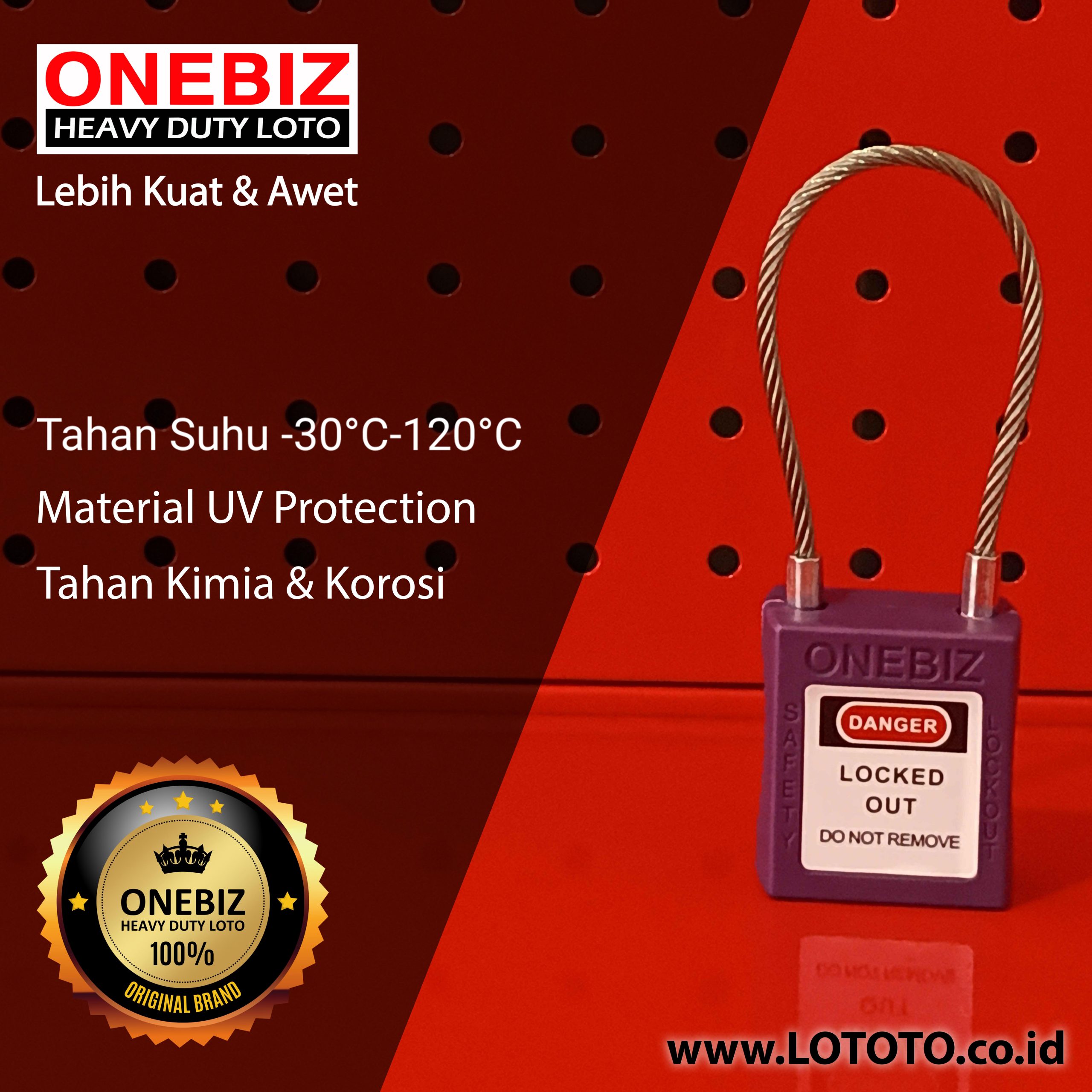 ONEBIZ Stainless Steel Shackle Safety Padlock OB 14-BDG48 CABLE SAFETY PADLOCK ONEBIZ Stainless Steel Shackle Safety Padlock OB 14-BDG48 CABLE SAFETY PADLOCK
