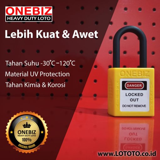 ONEBIZ Compact Safety Electrical Padlock Yellow OB 14-BDG12U Thermoplastic Safety Padlock