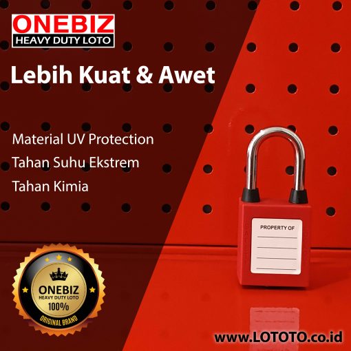 ONEBIZ Dustproof Steel Shackle Safety Padlock Red OB 14-BDG01DP 6D×38H mm Steel shackle with dustproof All colors available KA/ KD/MK/KAMK