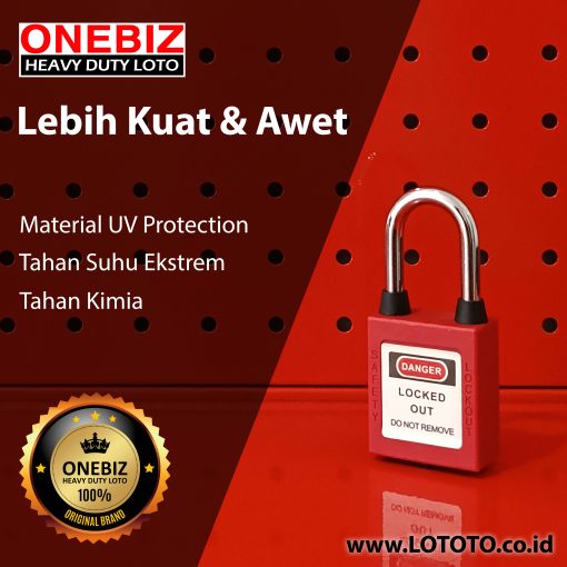 ONEBIZ Dustproof Steel Shackle Safety Padlock Red OB 14-BDG01DP 6D×38H mm Steel shackle with dustproof All colors available KA/ KD/MK/KAMK