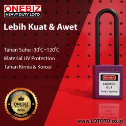 ONEBIZ Long Nylon Shackle Safety Padlock Purple OB 14-BDG38 Thermoplastic Safety Padlock