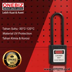 ONEBIZ Long Nylon Shackle Safety Padlock Black OB 14-BDG35 Thermoplastic Safety Padlock