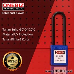 ONEBIZ Long Nylon Shackle Safety Padlock Blue OB 14-BDG33 Thermoplastic Safety Padlock
