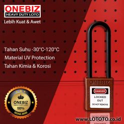 ONEBIZ Long Nylon Shackle Safety Padlock Brown OB 14-BDG39 Thermoplastic Safety Padlock