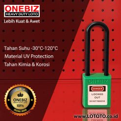 ONEBIZ Long Nylon Shackle Safety Padlock Green OB 14-BDG34 Thermoplastic Safety Padlock