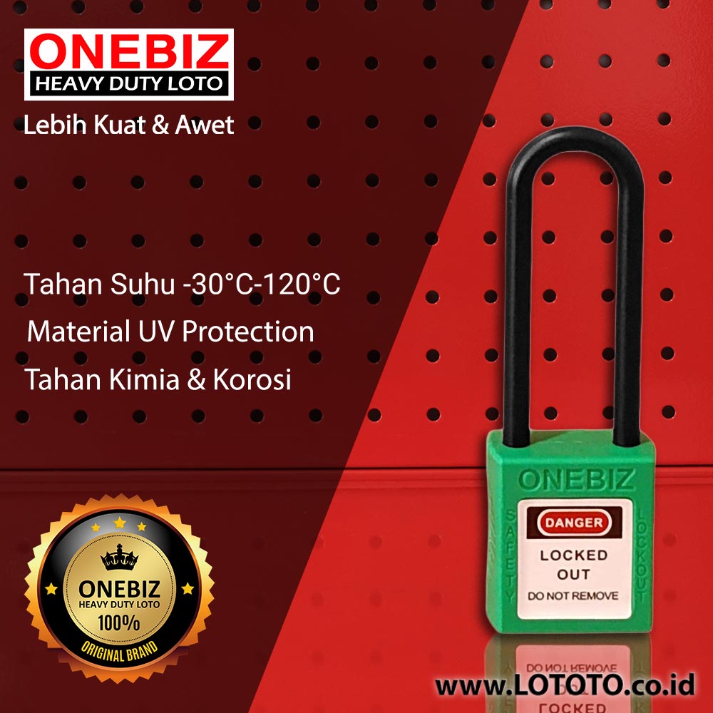ONEBIZ Long Nylon Shackle Safety Padlock Green OB 14-BDG34 Thermoplastic Safety Padlock ONEBIZ Long Nylon Shackle Safety Padlock Green OB 14-BDG34 Thermoplastic Safety Padlock
