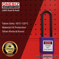 ONEBIZ Long Nylon Shackle Safety Padlock Purple OB 14-BDG38 Thermoplastic Safety Padlock