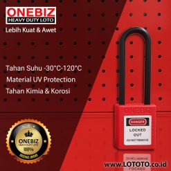 ONEBIZ Long Nylon Shackle Safety Padlock Red OB 14-BDG31 Thermoplastic Safety Padlock