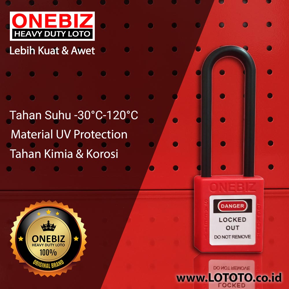 ONEBIZ Long Nylon Shackle Safety Padlock Red OB 14-BDG31 Thermoplastic Safety Padlock ONEBIZ Long Nylon Shackle Safety Padlock Red OB 14-BDG31 Thermoplastic Safety Padlock