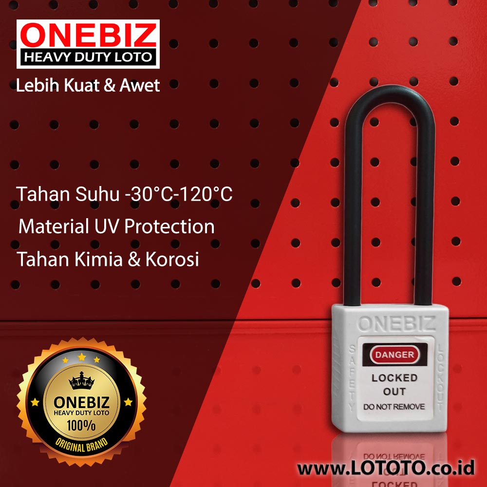 ONEBIZ Long Nylon Shackle Safety Padlock White OB 14-BDG36 Thermoplastic Safety Padlock ONEBIZ Long Nylon Shackle Safety Padlock White OB 14-BDG36 Thermoplastic Safety Padlock
