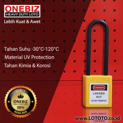 ONEBIZ Long Nylon Shackle Safety Padlock Black OB 14-BDG35 Thermoplastic Safety Padlock