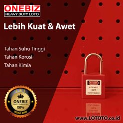 ONEBIZ Small Padlock Red OB 14-BDG300 4.7D×25H mm Steel shackle 34mm short body D type KD with 2 key