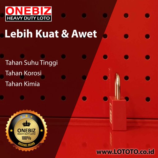 ONEBIZ Small Padlock Red OB 14-BDG300 4.7D×25H mm Steel shackle 34mm short body D type KD with 2 key