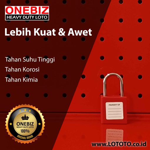 ONEBIZ Small Padlock Red OB 14-BDG300 4.7D×25H mm Steel shackle 34mm short body D type KD with 2 key