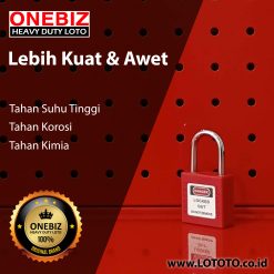 ONEBIZ Small Padlock Red OB 14-BDG300 4.7D×25H mm Steel shackle 34mm short body D type KD with 2 key