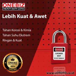 Jual ONEBIZ Ultrashort Steel Shackle Safety Padlock Red OB 14-BDG61 6D×20H mm steel shackle D type KD with 2 key