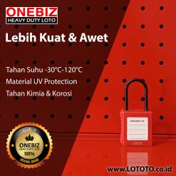 ONEBIZ Thin Nylon Shackle Safety Padlock Red OB 14-BDG71N-B 4D×38H mm Thin Nylon Shackle B type KD with 2 key