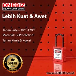 ONEBIZ Thin Nylon Shackle Safety Padlock Red OB 14-BDG71N-B 4D×38H mm Thin Nylon Shackle B type KD with 2 key