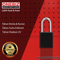 ONEBIZ Aluminium Padlock Black OB 14-BDA25D Body Size 38x46x19mm Shackle Height 38mm Oxidation Surface with 2 key