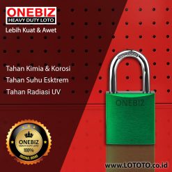 ONEBIZ Aluminium Padlock Green OB14-BDA44 5mm Diameter Shackle 33×33×20mm Oxidation Surface with 2 key