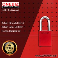 ONEBIZ Aluminium Padlock Red OB 14-BDA21D Body Size 38x46x19mm Shackle Height 38mm Oxidation Surface with 2 key